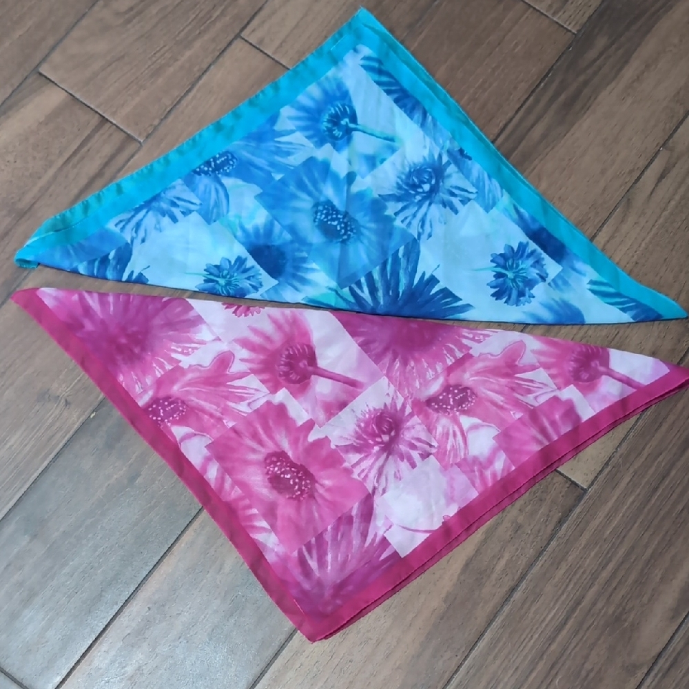 Floral Blue and Pink Bandanas